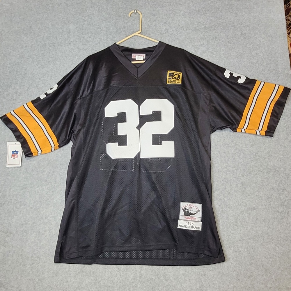 NWT Mitchell & Ness Franco Harris Steelers 1975 Jersey 50th Anniv Black 54